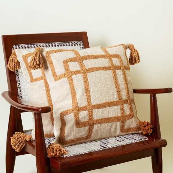 Tufted Caramel Cushion Cover - Set Of Two