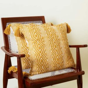 Yellow Diamond Cushion Cover - Set Of Two