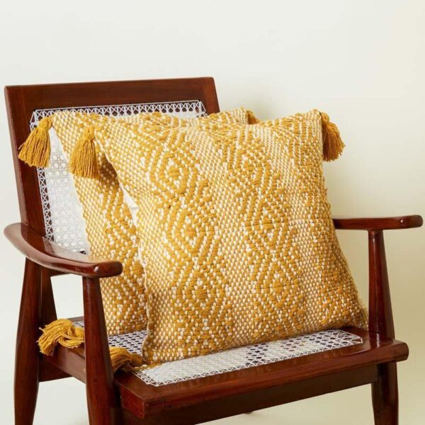 Yellow Diamond Cushion Cover - Set Of Two