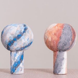 Sunset Skies (White/Black/Orange) Textured Ceramic Vases