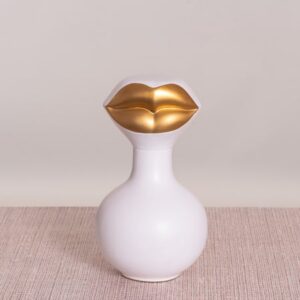 Kiss & Tell (White, Gold) Ceramic Home Decor