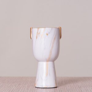 Raise A Toast (Small, White/Gold) Ceramic Vase