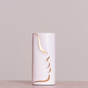 Walk On The Bright Side (Long, White/Gold) Ceramic Vase