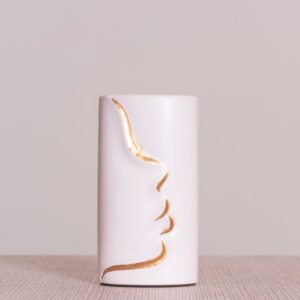 Walk On The Bright Side (Stout, White, Gold) Ceramic Vase