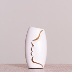 Walk On The Bright Side (Oval, White, Gold) Ceramic Vase