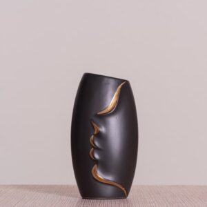 Walk On The Bright Side (Oval, Black, Gold) Ceramic Vase