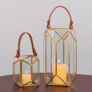 Wishing Well (Gold) Glass Candle Holders