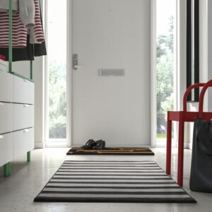 Rug, low pile, black/white/stripe, 80x150 cm (2 ' 7 "x4 ' 11 ")