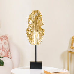 Gold Leaf Feather Resin Showpiece
