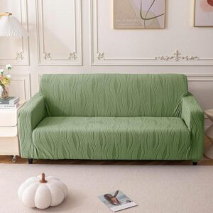 Velvet Night Solid Sofa Cover (Green) - Two Seater