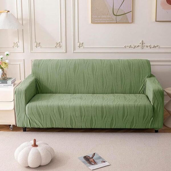 Velvet Night Solid Sofa Cover (Green) - Two Seater