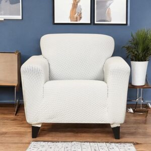 Pearl Cloud Solid Sofa Cover (Cream) - Single Seater
