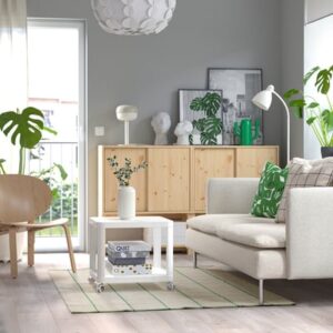 Rug, flatwoven, off-white/green, 133x195 cm (4 ' 4 "x6 ' 5 ")