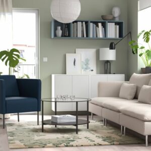 Rug, low pile, green/off-white, 160x230 cm (5 ' 3 "x7 ' 7 ")