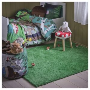 Rug, high pile, green, 133x160 cm (4 ' 4 "x5 ' 3 ")