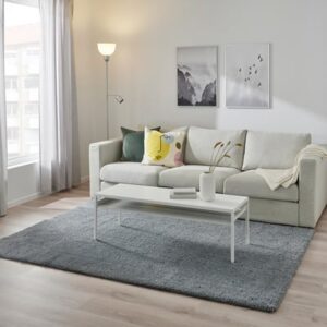 Rug, high pile, light grey-turquoise/dotted, 160x230 cm (5 ' 3 "x7 ' 7 ")