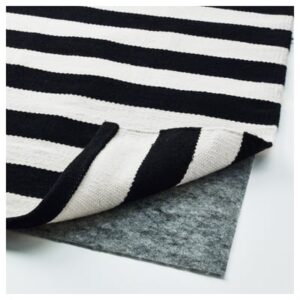 Rug, flatwoven, handmade/striped black/off-white, 170x240 cm (5 ' 7 "x7 ' 10 ")