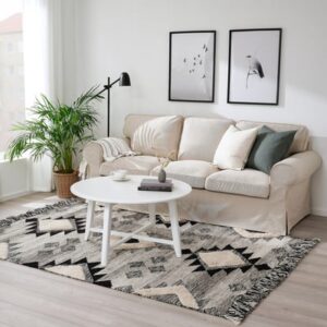 Rug, flatwoven, handmade/grey black, 160x230 cm (5 ' 3 "x7 ' 7 ")