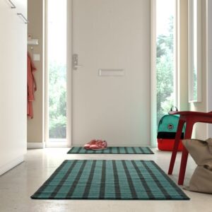 Rug, flatwoven, blue-green/black, 80x150 cm (2 ' 7 "x4 ' 11 ")