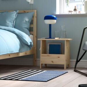 Rug, low pile, blue black/stripe, 60x90 cm (2 ' 0 "x2 ' 11 ")