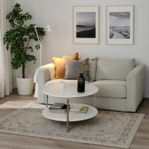 Rug, low pile, light grey, 133x195 cm (4 ' 4 "x6 ' 5 ")