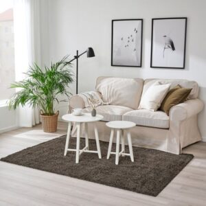 Rug, high pile, grey-brown, 133x195 cm (4 ' 4 "x6 ' 5 ")