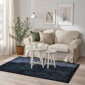 Rug, low pile, dark blue, 133x195 cm (4 ' 4 "x6 ' 5 ")
