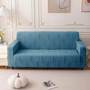 Velvet Night Solid Sofa Cover (Light Blue) - Two Seater