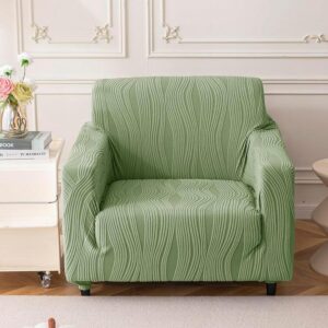 Velvet Night Solid Sofa Cover (Green) - Single Seater